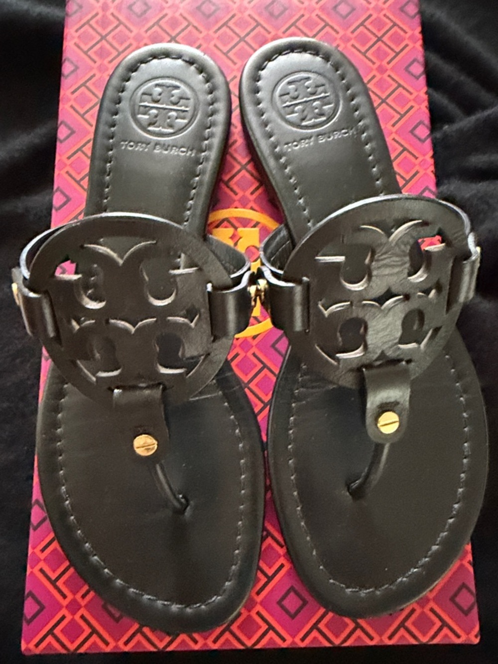 Tory Burch Black Miller Leather Sandals
